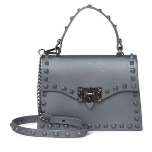 Silver crossbody bag with studs